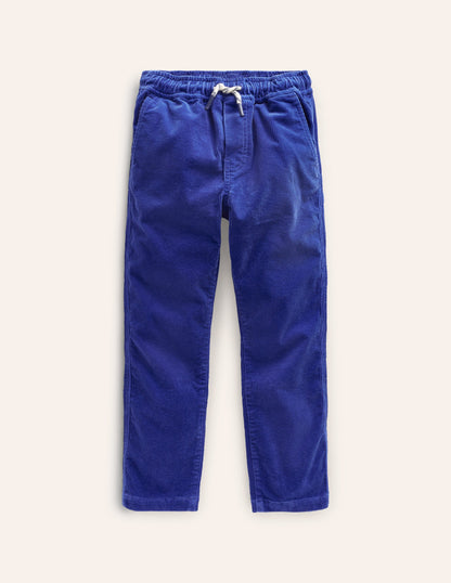 Slim Pull-On Trousers-Sapphire Blue Cord