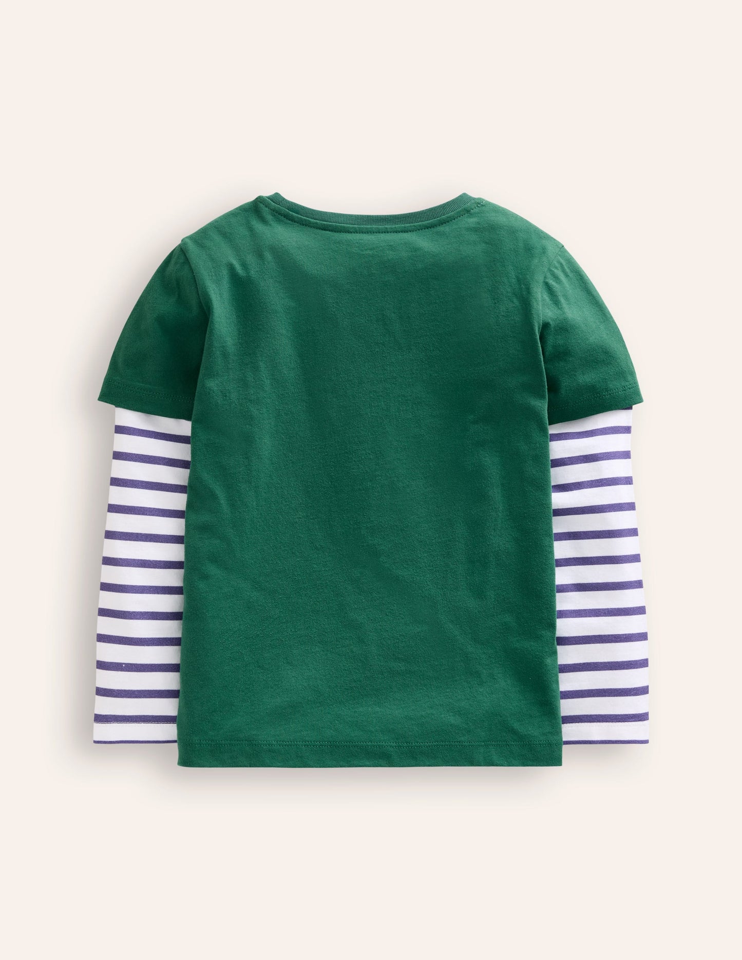 Applique Mock Sleeve T-Shirt -Jewel Green Festive Animals