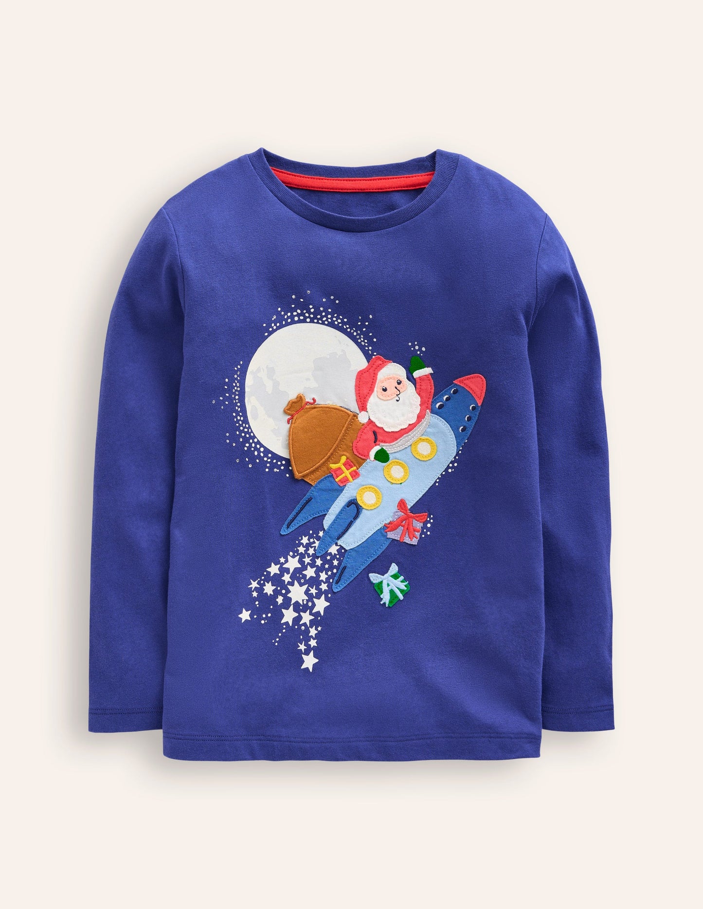 Lift-The-Flap T-shirt-Starboard Blue Rocket Santa