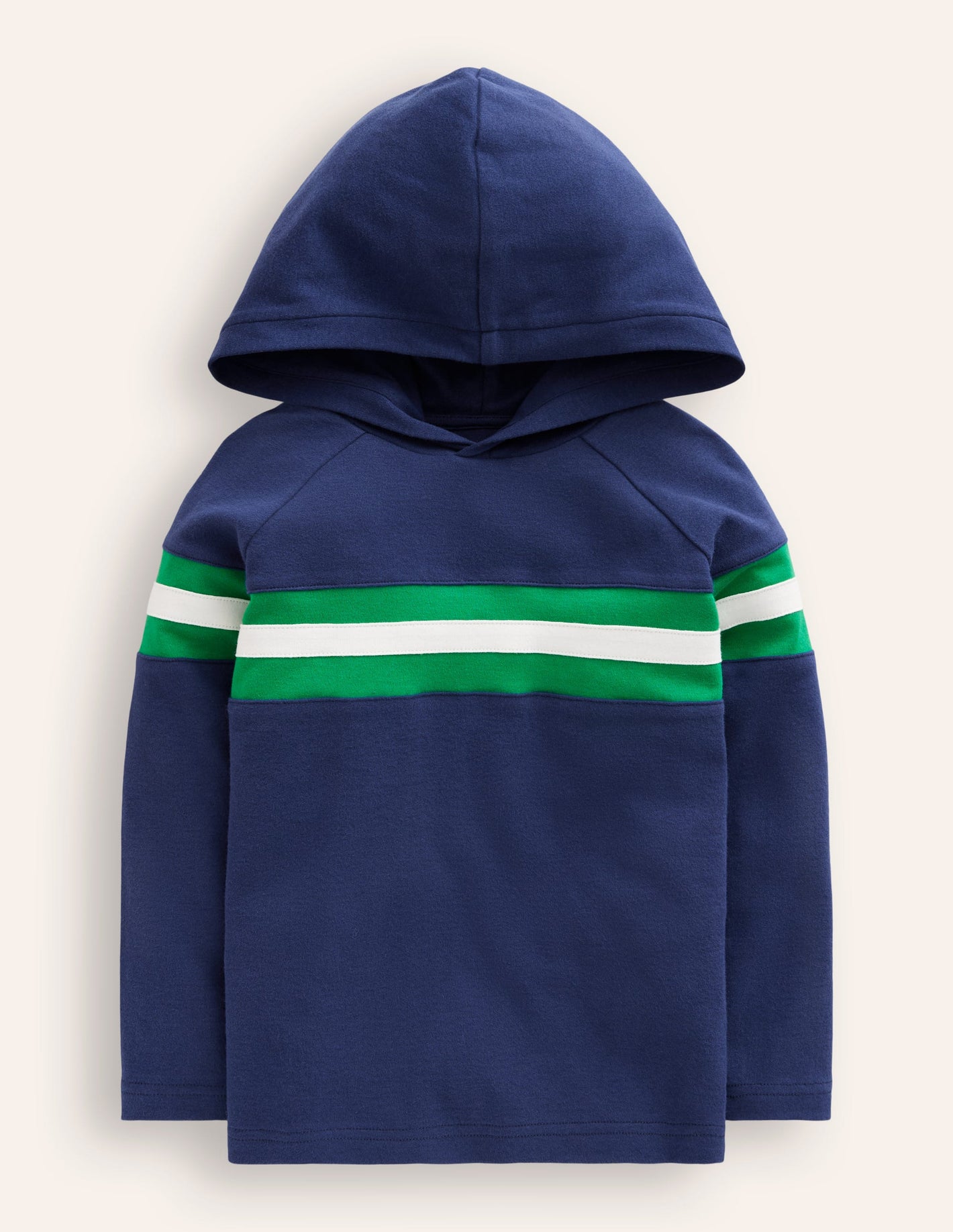 Supersoft Hooded Raglan -College Navy Chest Stripe