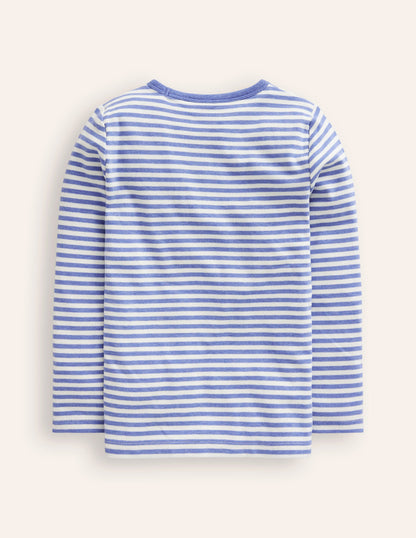 Cosy Brushed Top-Ivory/Bluejay