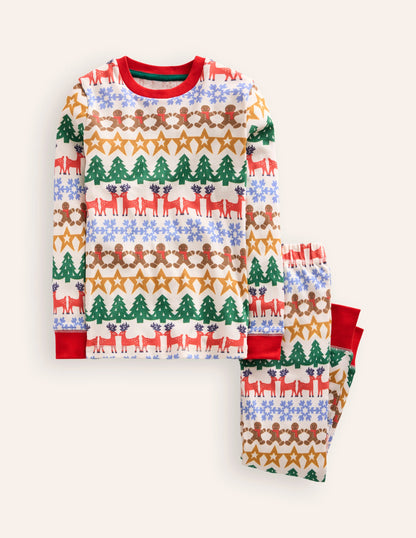 Snug Long John Pyjamas-Gingerbread Fair Isle