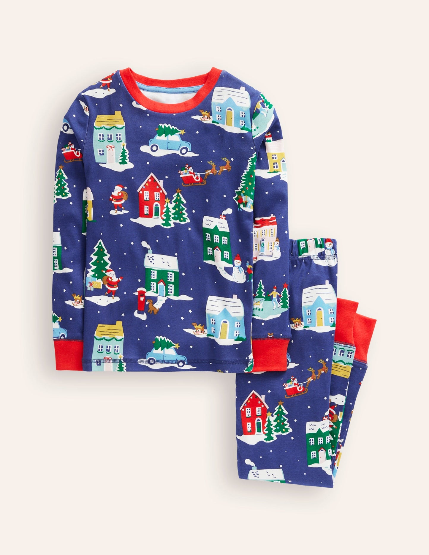 Snug Long John Pyjamas-Christmas Houses