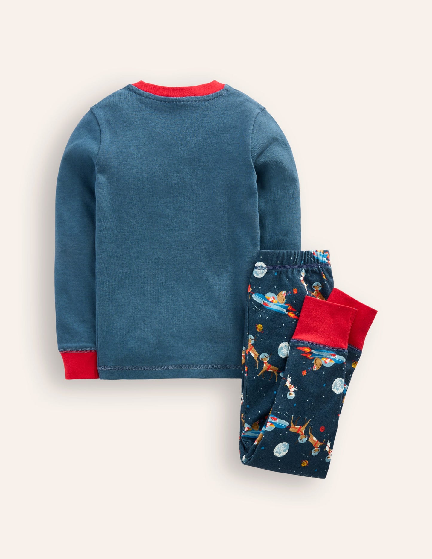 Snug Long John Pyjamas-Robot Blue Space Santa