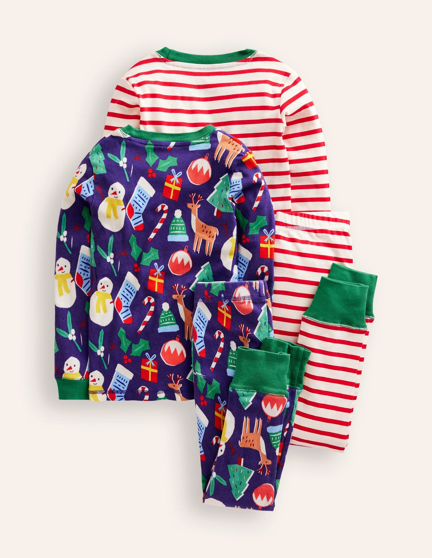 Snug Twin Pack Pyjamas-Christmas Presents and Stripe