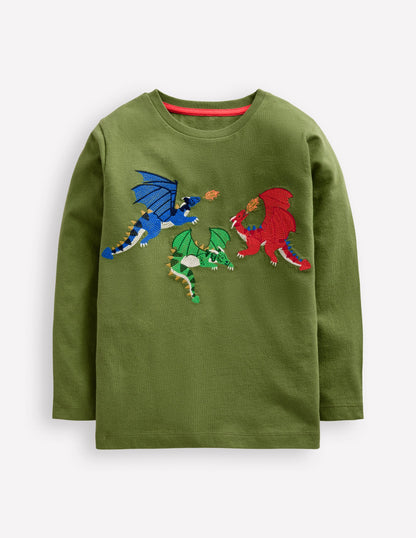 Superstitch Logo LS T-Shirt-Safari Green Dragon