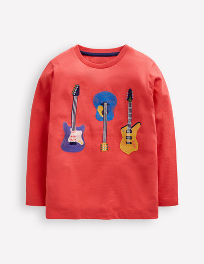 Superstitch Logo LS T-Shirt-Jam Red Guitar