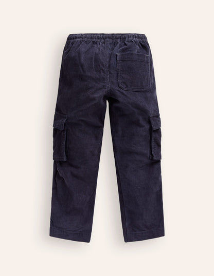 Pull-On Cord Cargo Trousers-French Navy