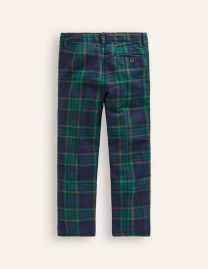 Smart Pleated Trousers-Blue / Green Check