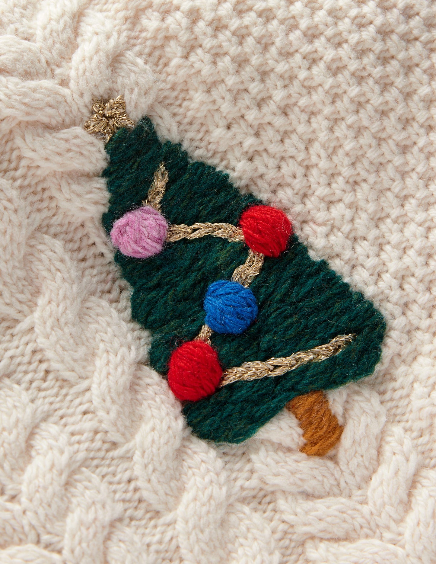 Festive Cable Jumper-Ecru Marl