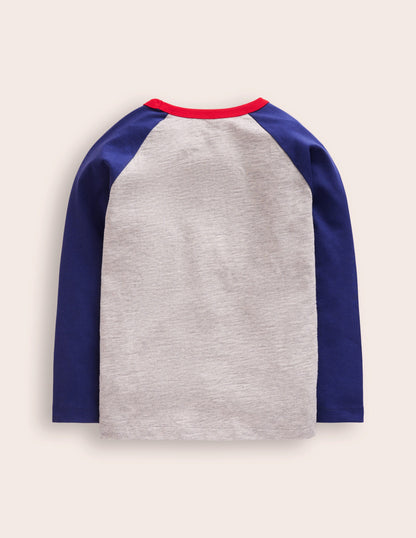 Festive Raglan T-Shirt-Grey Marl Moo-Dolph