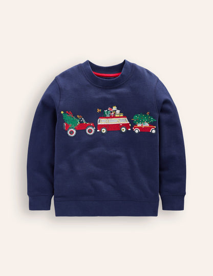 Cosy Festive Sweatshirt -College Navy Cars