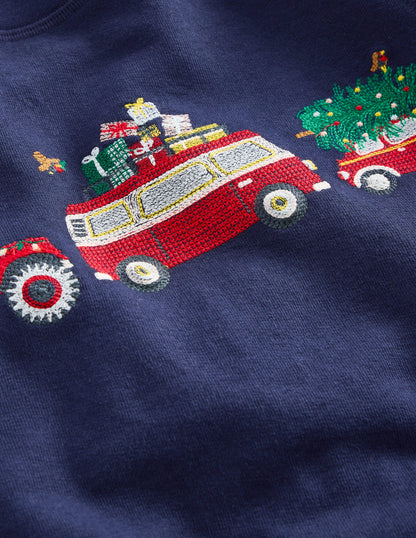 Cosy Festive Sweatshirt -College Navy Cars