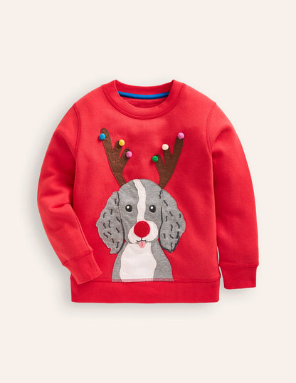 Cosy Festive Sweatshirt-Poppy Red Dog