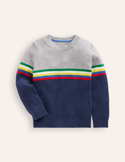 Colour Block Jumper-College Navy