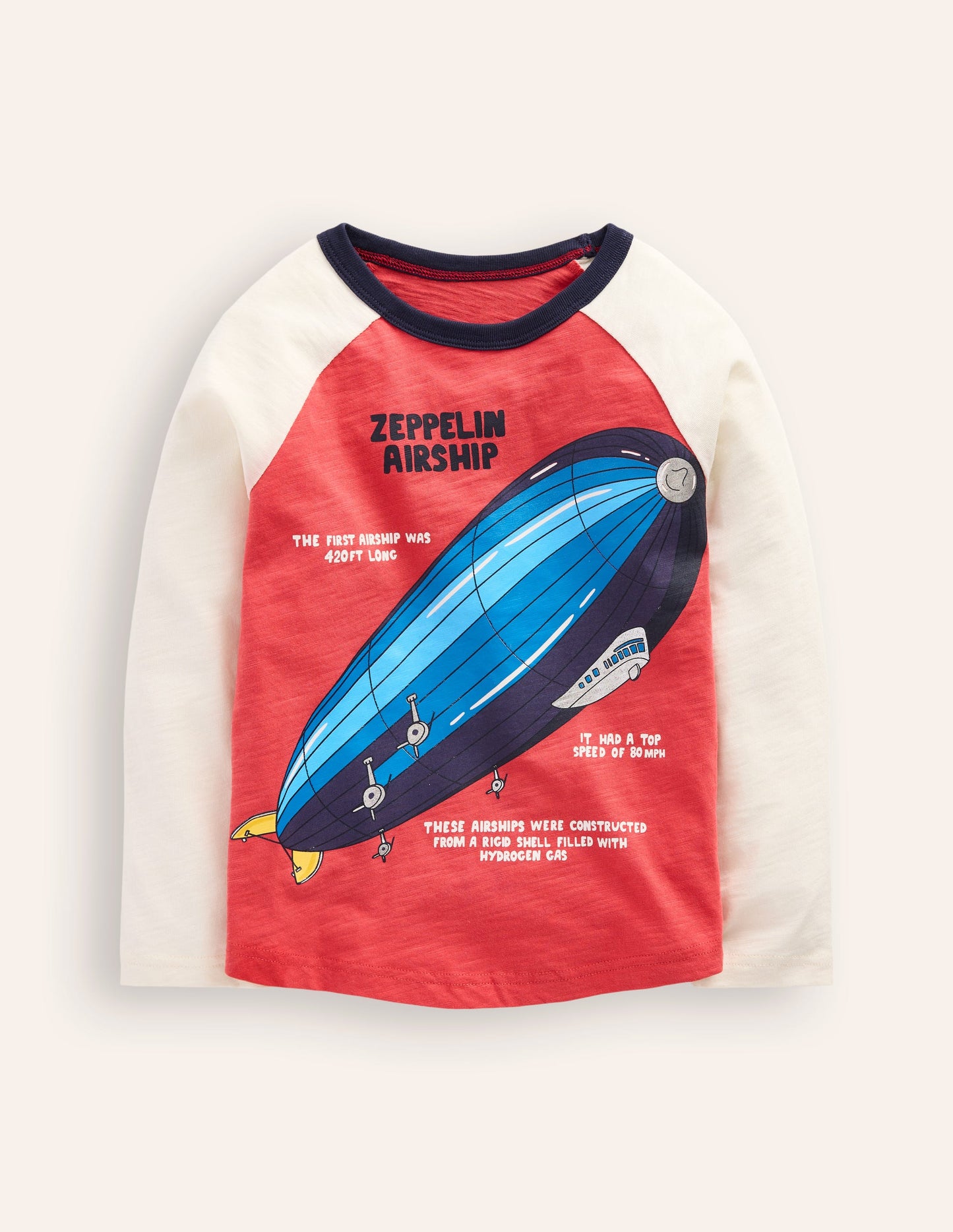 Printed Logo Raglan T-Shirt-Cherry Tomato Zepplin Airship