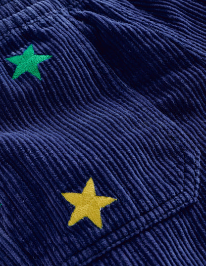 Pull-On Cord Trousers-Sapphire Blue Star