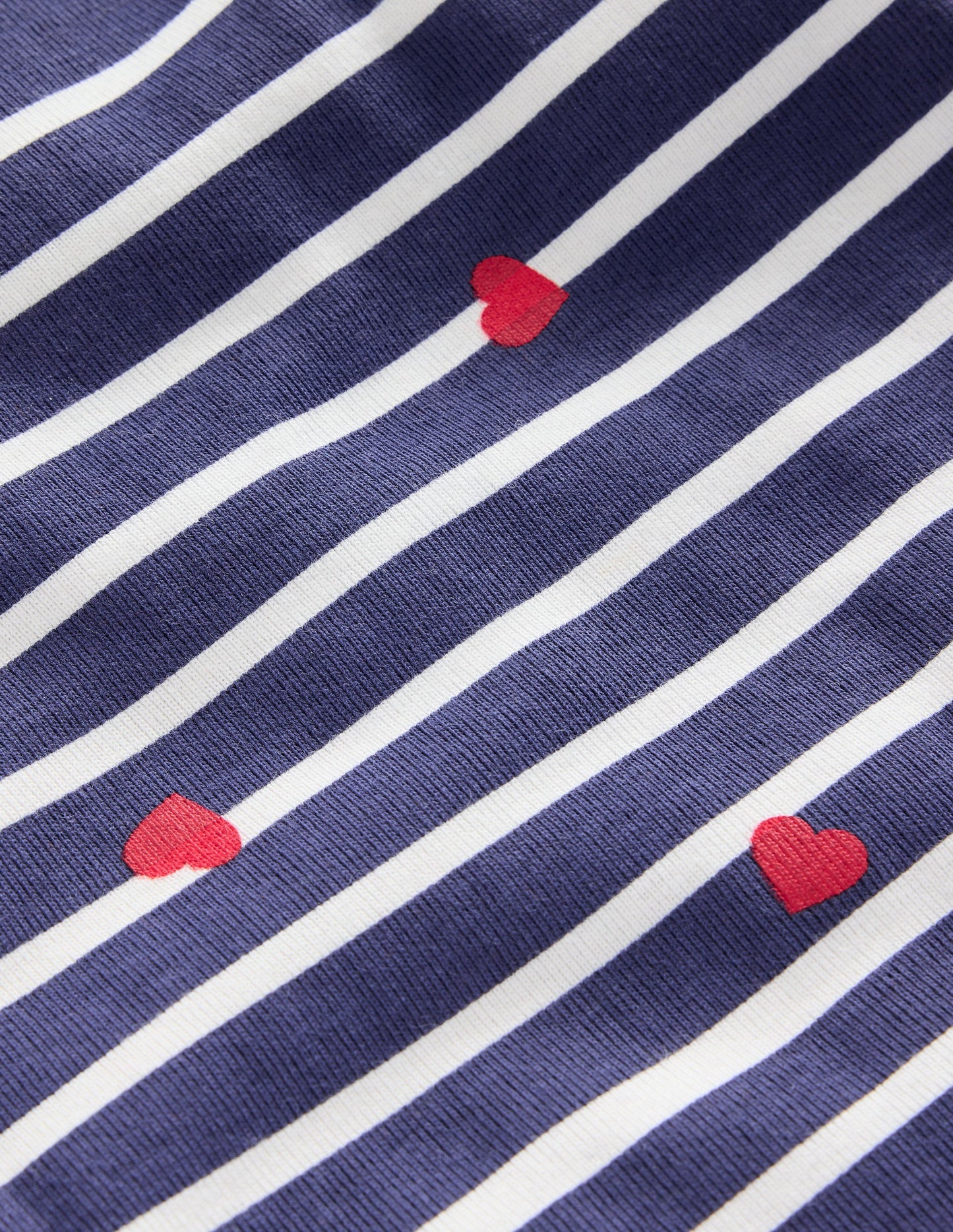 Snug Long John Pyjamas-Navy Breton with Tiny Hearts