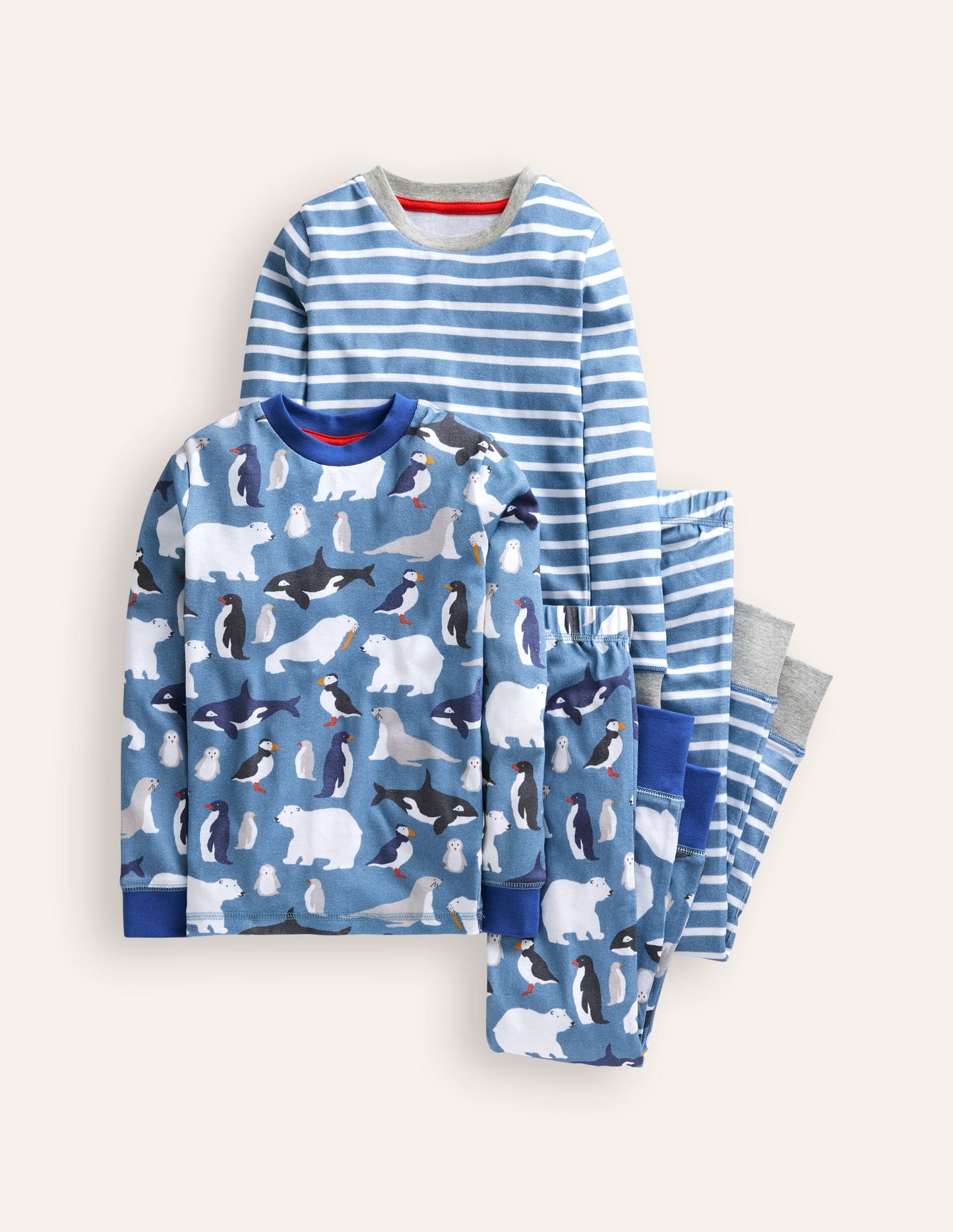 Snug Twin Pack Pyjamas -Blue Artic Animals and Stripe