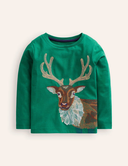 Superstitch T-shirt -Jewel Green Reindeer