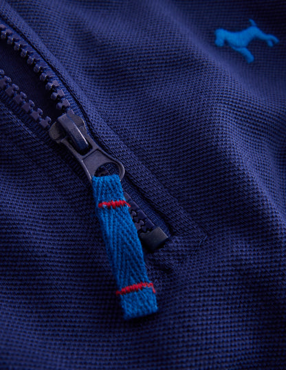 Pique Polo Half Zip -Starboard Blue