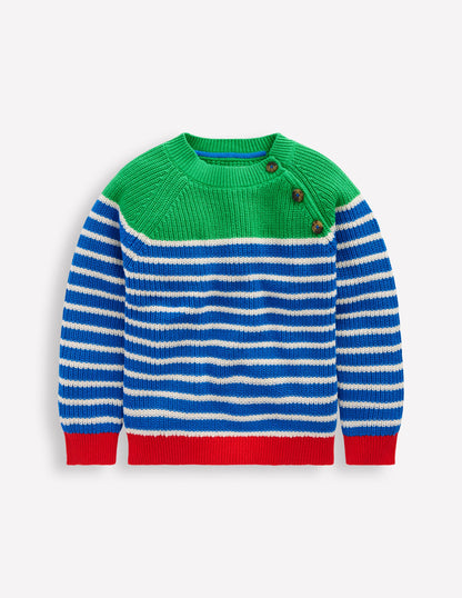 Everyday Cotton Jumper-Kingfisher Blue/Rich Emerald