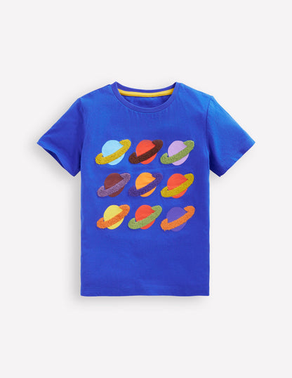 Short Sleeve Bouclé T-shirt-Kingfisher Blue Space