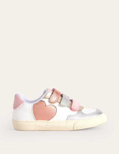 Leather Low Tops-Multi Metallic Heart