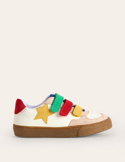 Leather Low Top-White and Multi Colourblock