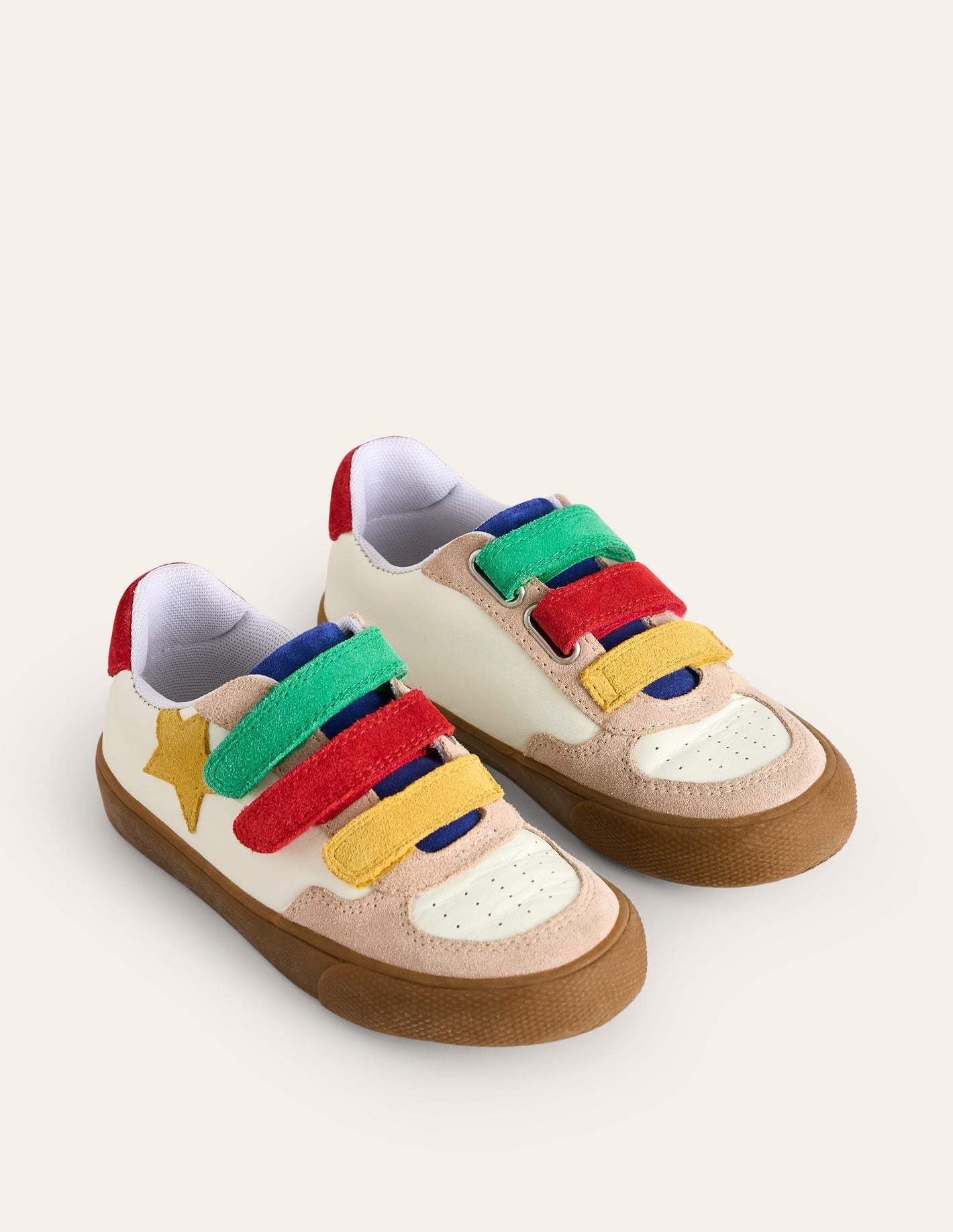 Leather Low Top-White and Multi Colourblock