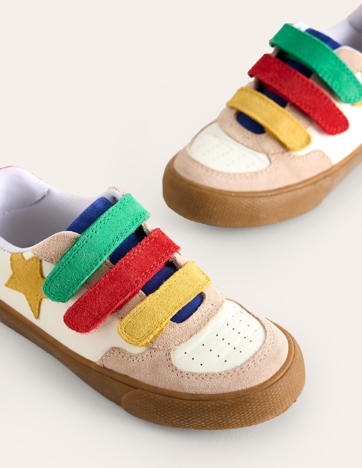 Leather Low Top-White and Multi Colourblock