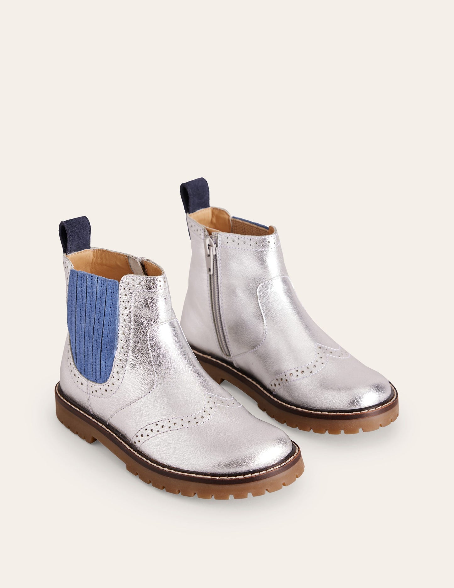 Leather Chelsea Boots-Silver