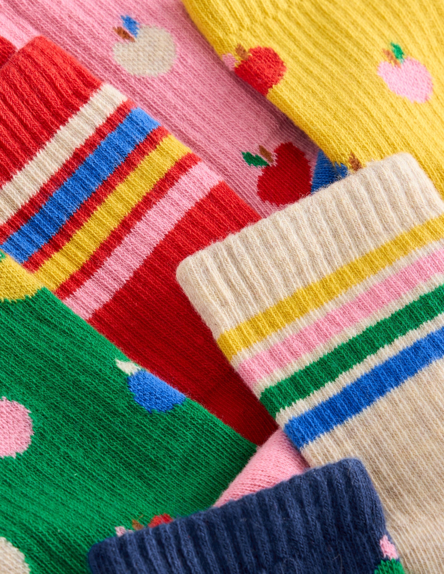 Ribbed Socks 7 Pack-Multi Apples