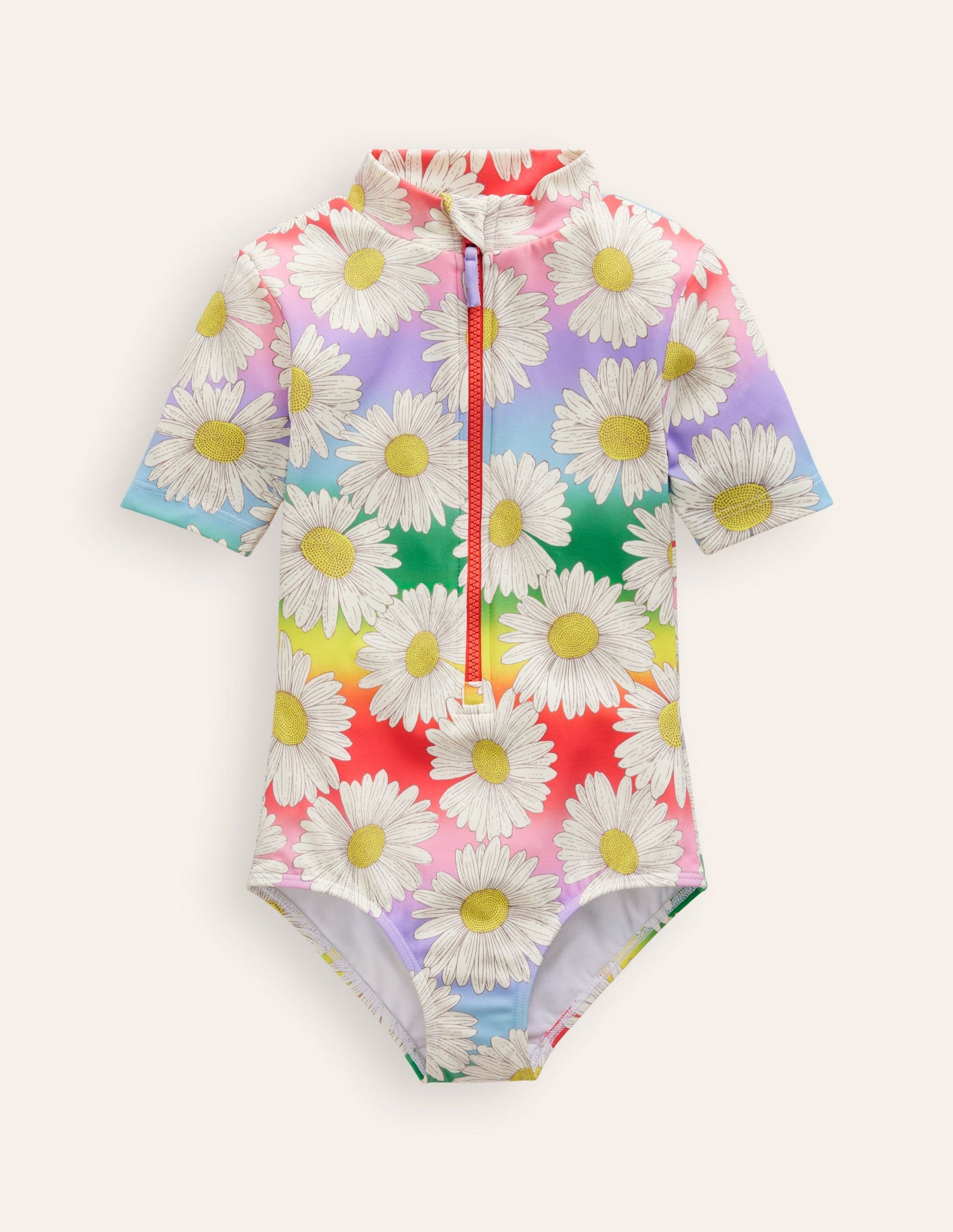 Short-sleeved Swimsuit-Multi Ombre Daisy