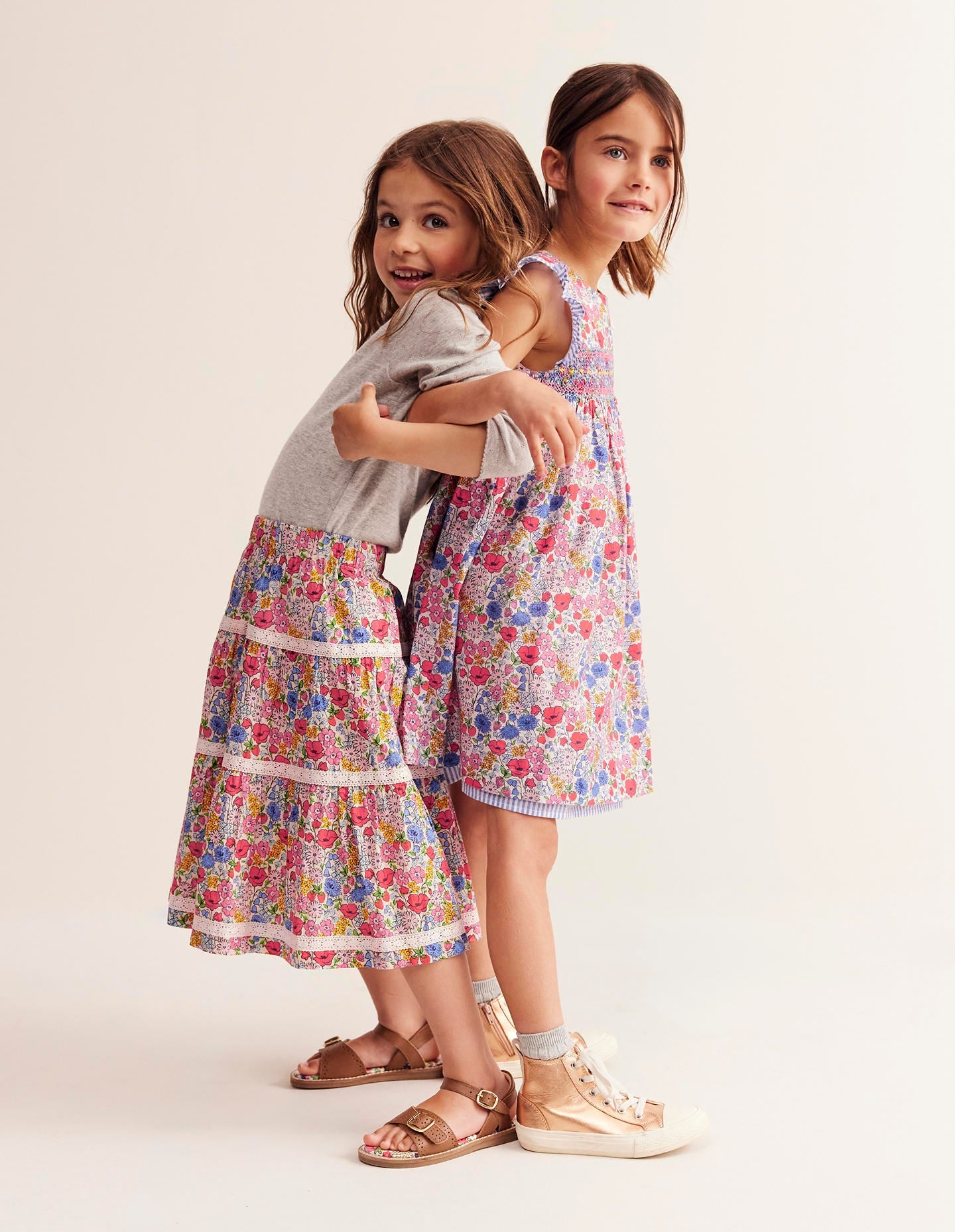 Smocked Lace Trim Dress-Multi Flowerbed