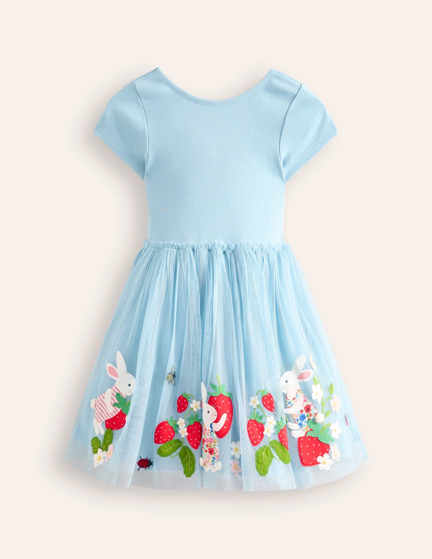 Katie Appliqué Tulle Dress-Vintage Blue