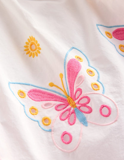 Broderie Butterflies Dress-Vanilla Pod Ivory