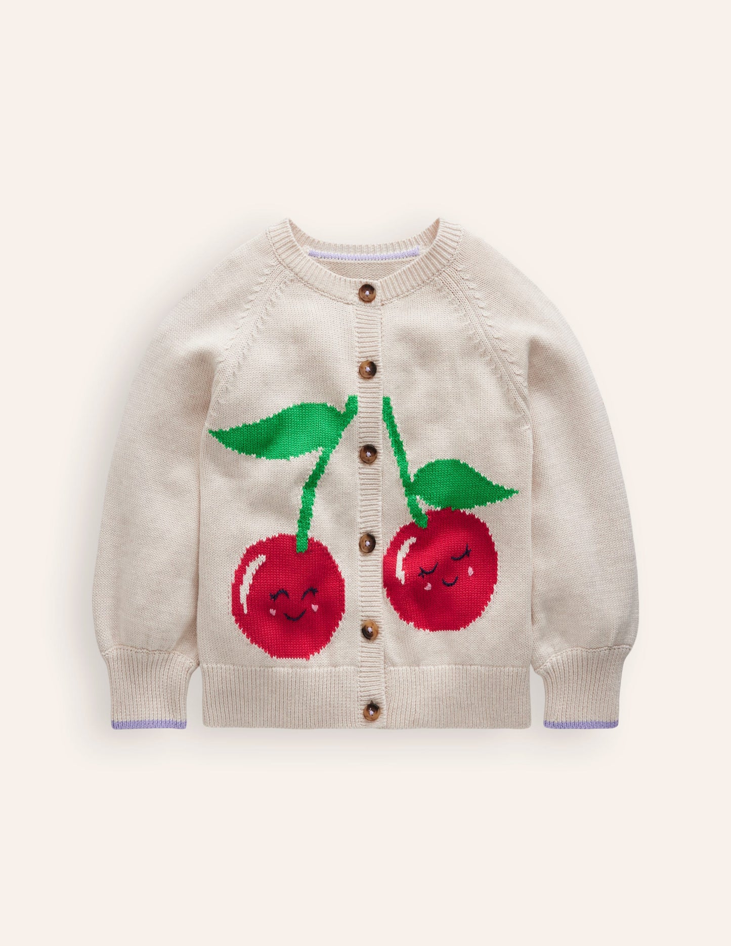 Fun Logo Cardigan-Ecru Marl Cherry