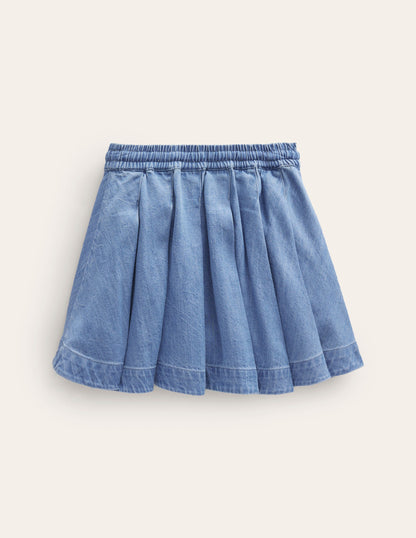 Pull-On Twirly Pleated Skirt-Light Vintage