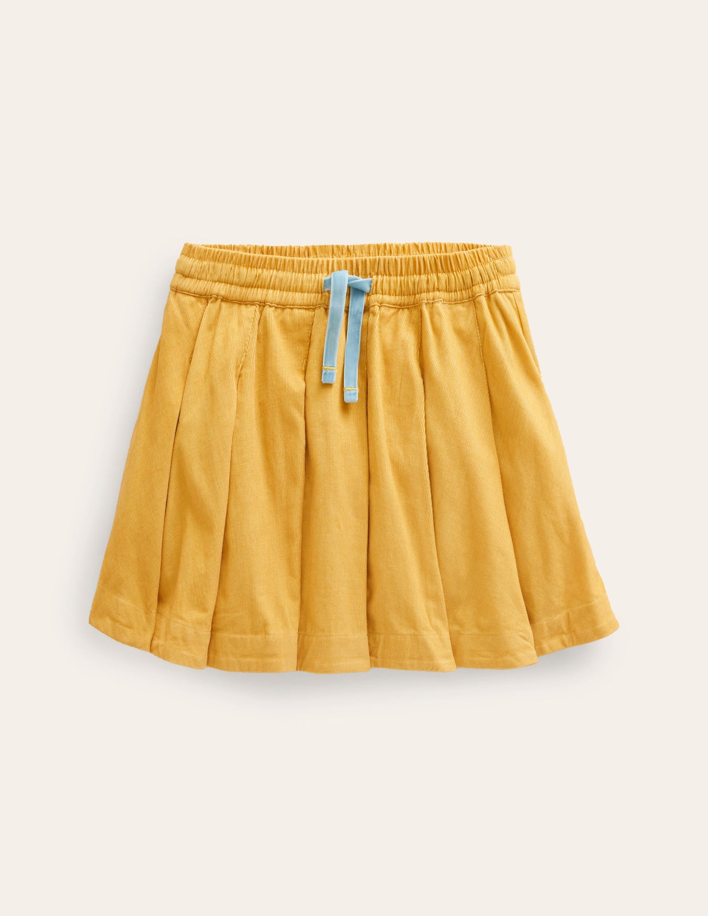 Pull-On Twirly Pleated Skirt-Canary Yellow Cord