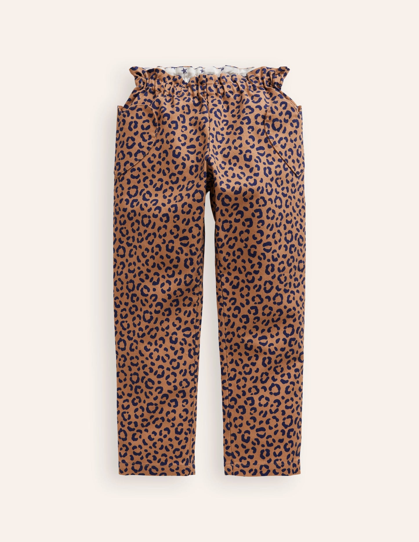 Heart Pocket Pull On Trousers-Leopard