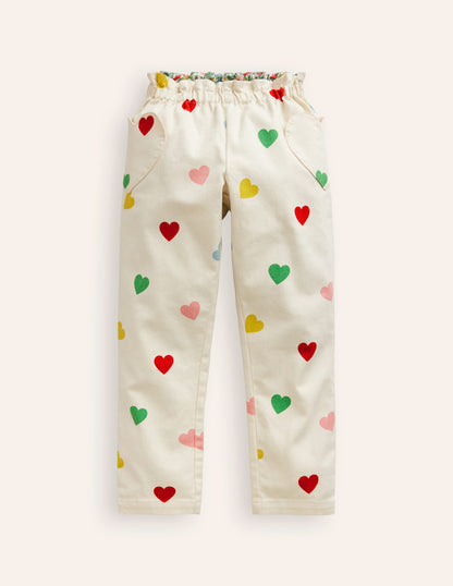 Heart Pocket Pull On Trousers-Multi Confetti Heart