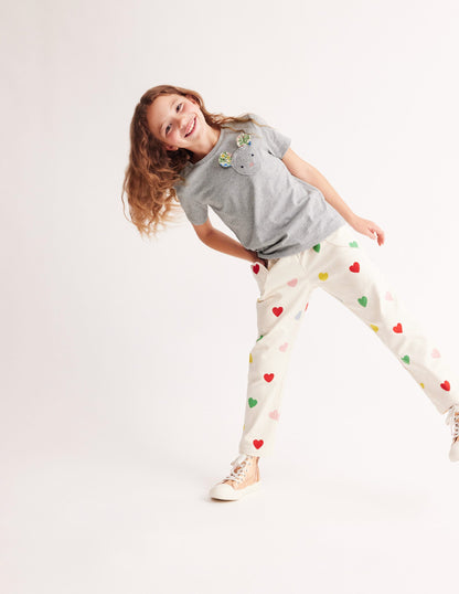 Heart Pocket Pull On Trousers-Multi Confetti Heart