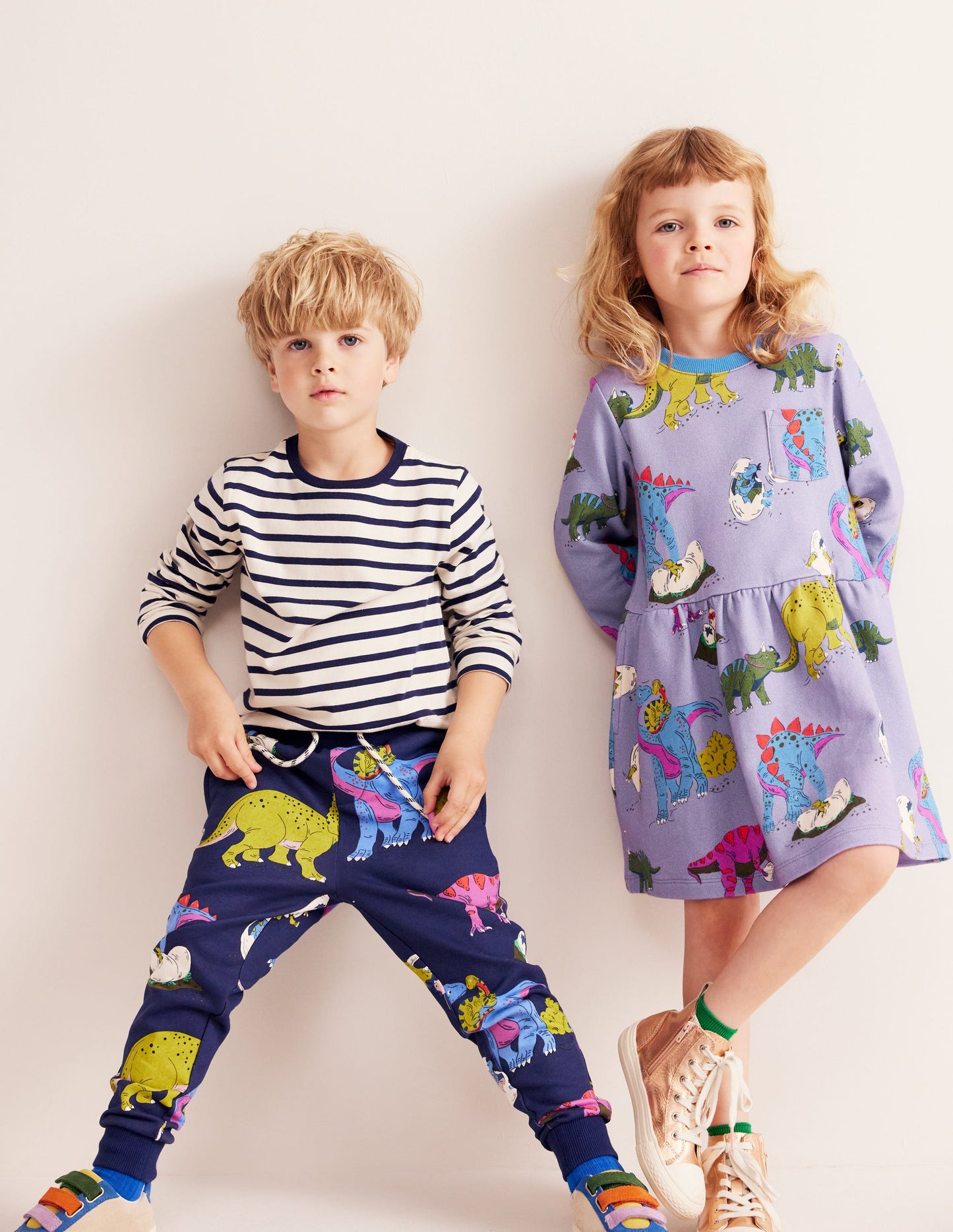 Loopback Sweatshirt Dress-Lilac Dino Family