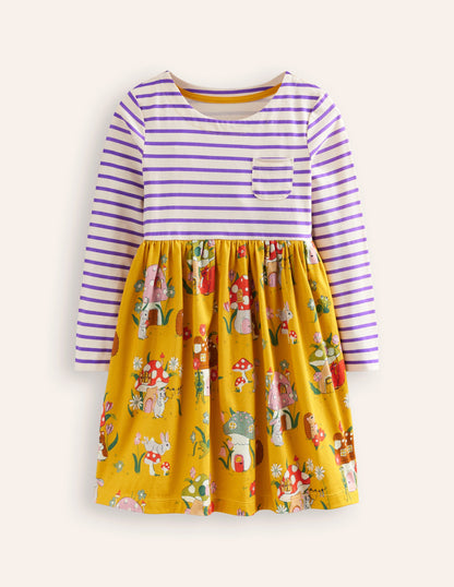 Hotchpotch Jersey Dress -Honeycomb Toadstool Village