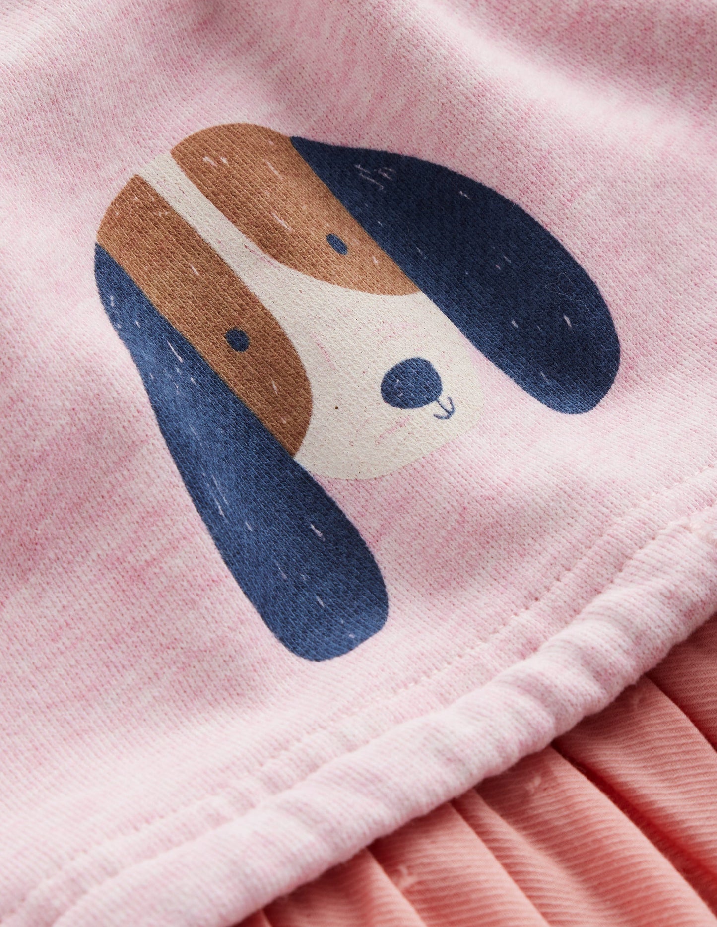 Sweatshirt Woven Mix Dress-Almond Pink Marl Pups