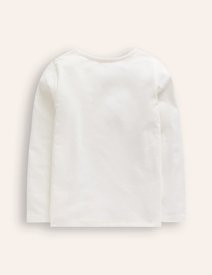 Appliqué Long Sleeve Top -Ivory Queen Mouse