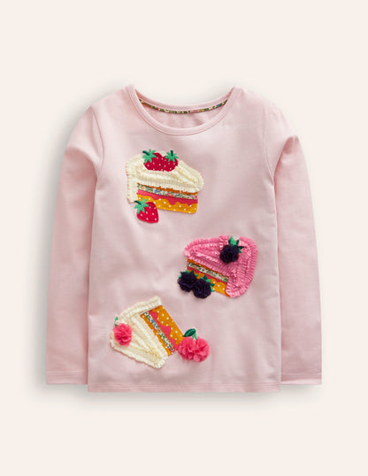 Appliqué Long Sleeve Top-Chalk Pink Cakes