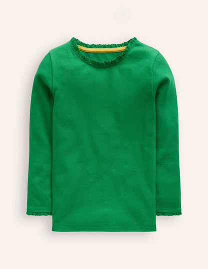 Ribbed Long Sleeve T-Shirt-Shady Green