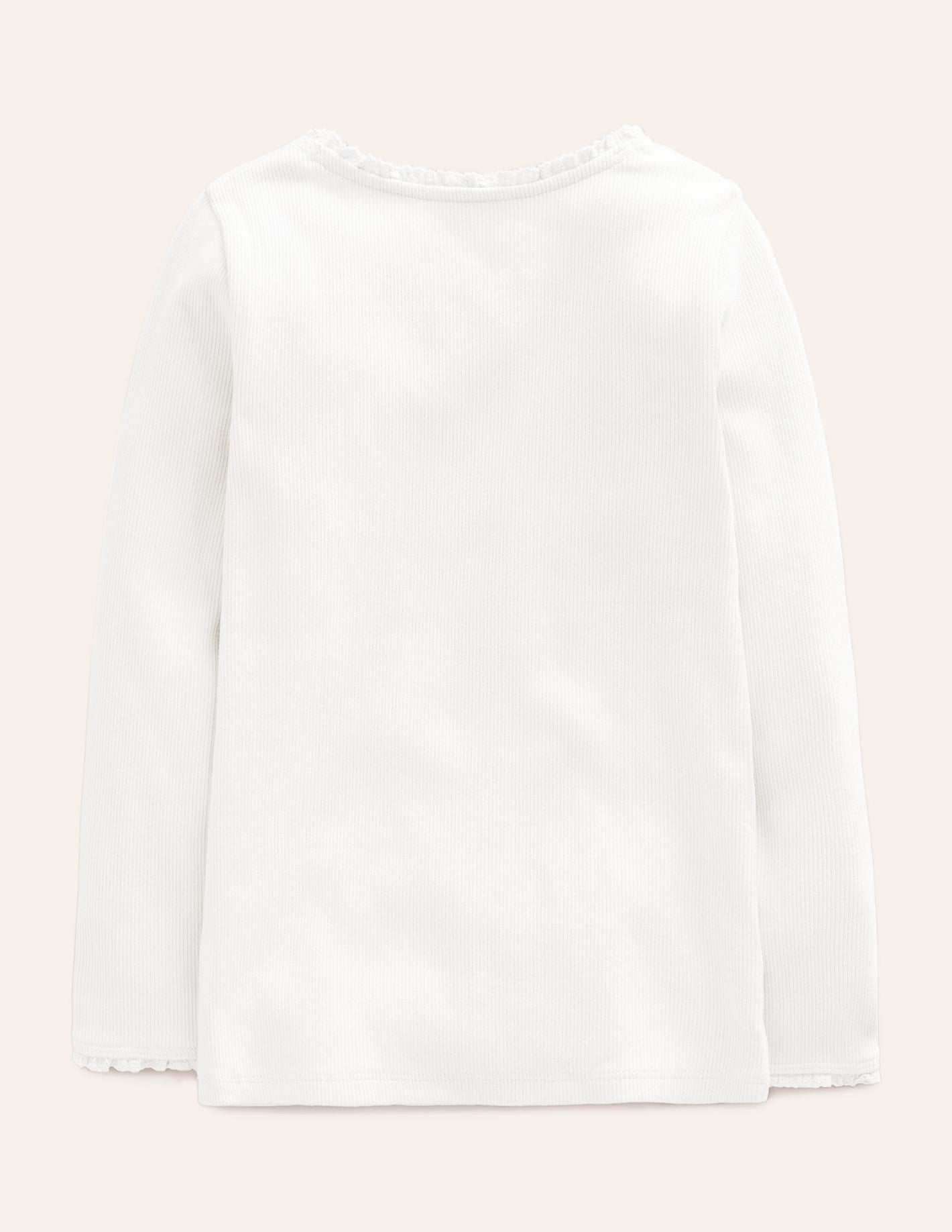 Ribbed Long Sleeve T-Shirt-White